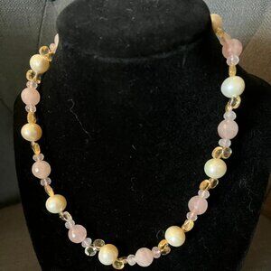 Rose Quartz and Pearl Necklace